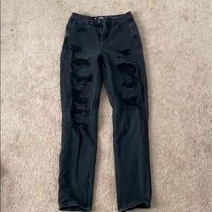 Black High Waist Ripped Jeans